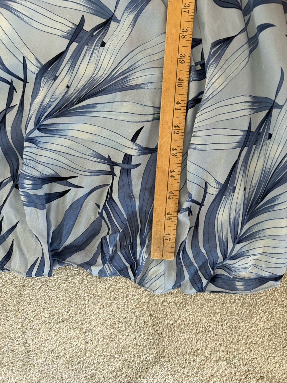 Tommy Bahama 100% Silk Halter Maxi Dress 8 Blue Tropical Palm Leaf Resort Wear - Picture 11 of 13